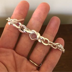 FINAL PRICE NWT Pandora Knotted Heart 7” Sterling Silver T-Bar Bracelet